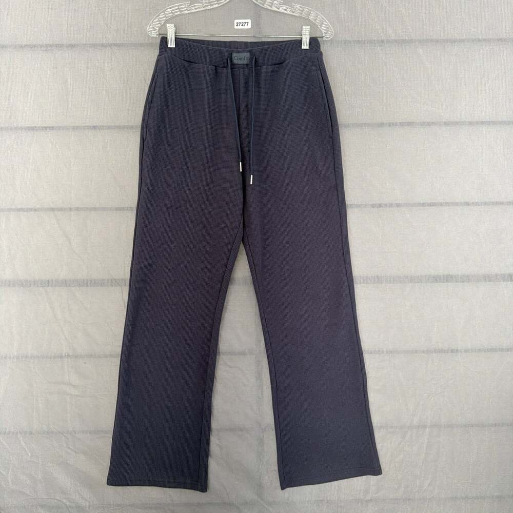 COMFRT Women's Small Purple Waffle Knit Lounge Relaxed Wide Leg Mid-Rise Pants